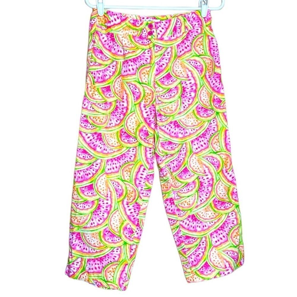 Talbots Capri Pants Watermelon Fruit Print Size 6 Summer Coastal Resort